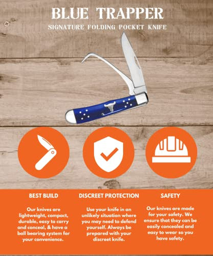 Farrier Knife - Stainless Steel Pocket Knife with Hoof Pick (Blue) - color: Blue