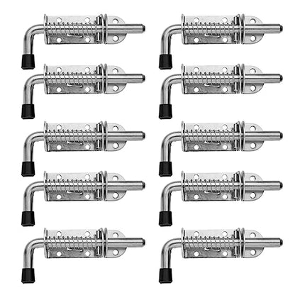 JQK Spring Loaded Latch Pin, 304 Stainless Steel Barrel Bolt Thickened 2mm Door Lock, 5 Inch Brushed Finished(10 Pack), HSB300-P10 - color: Brushed, size: 5Inch - 10Pack