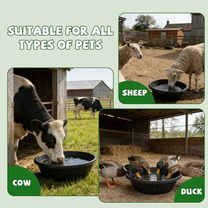 4 Pack Rubber Feed Pan, Rubber Water Trough, 2 and 1 Gallon Bowl - color: Black-4Quart+8Quart, size: 4PCS