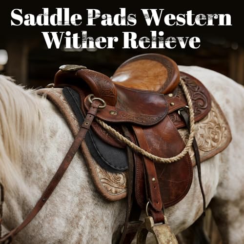 Western Saddle Pad Black Felt Horse Saddle Pads Western Saddle Pads for Horses with Ease Wither Wool Shims Benefit Saddle Fit Comfortably with Thick Withers