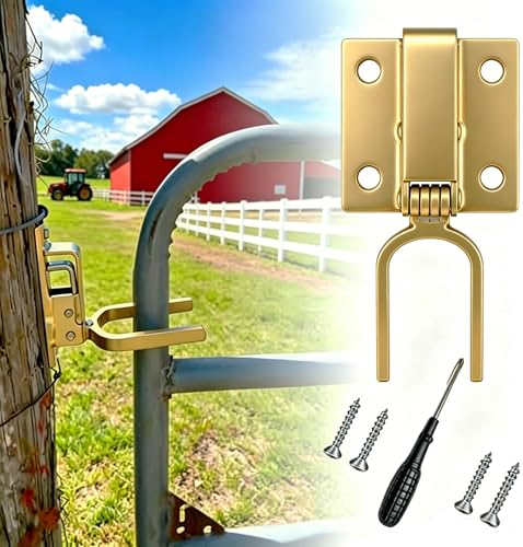 Instant Locking Gate Latch Heavy-Duty One-Hand Gate Latch with Screwdriver and 4 Screws for Farm, Ranch & Backyard Door, Automatic Spring Lock, Rust-Resistant Steel, Easy Install (New Model 1 Pcs) - color: New model 1 Pcs