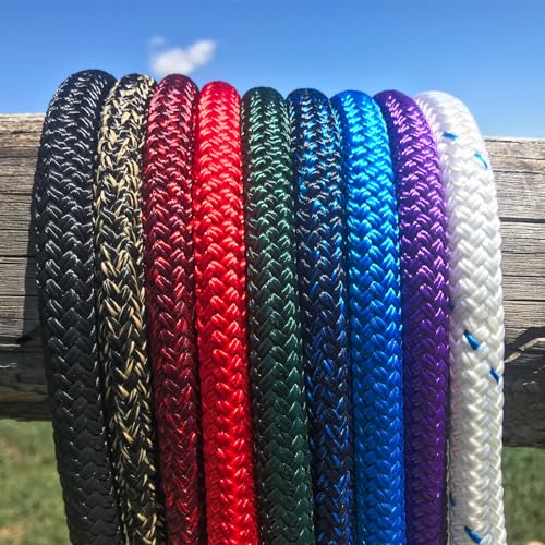 PARELLI 12 Foot Training Rope - Strong Everyday Use All-Purpose Horse Lead Rope with Loop & Latigo Popper | 9/16" Diameter Smooth Yachting Braid, White - color: White