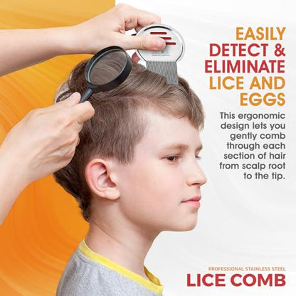 Lice Comb - (Pack of 3) Head Lice Treatment that's Individually Packaged Professional Stainless Steel Louse and Nit Combs Removes Eggs with Rounded Tips for Comfort
