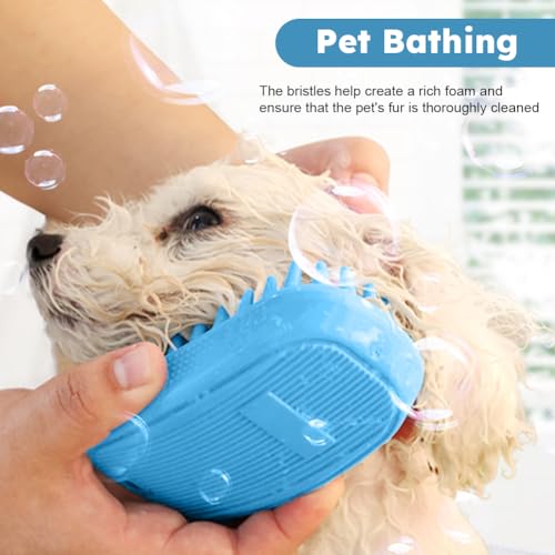Dog Bath Brush, Pet Silicone Shampoo Brush, Rubber Shower Wash Curry Brush, Soft Shedding Bathing Brush Removes Loose & Shed Fur, for Short Long Haired Dogs Cats Massage Comb