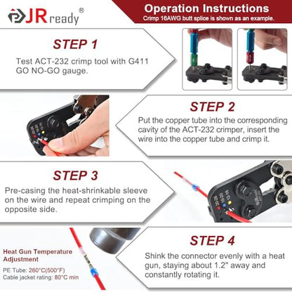 JRready 200 PCS Wire Connectors Heat Shrink IP68 Waterproof 26-20 AWG Crimp Splicing Butt Terminal and 3:1 PE Tube Insulation Butt Splicing Water Proof Red Wire Connectors ST6388-20-100 - color: 20# 100 Pairs