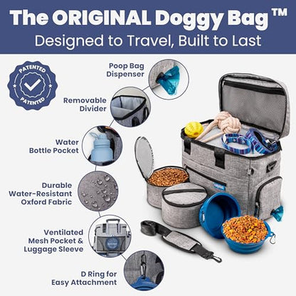 Rubyloo Pet Travel Bundle – Original Doggy Bag (Grey) + Vet-Approved Pet First Aid Kit for Dogs & Cats