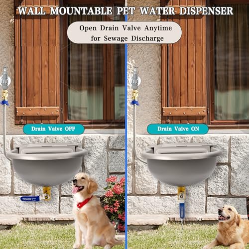 Automatic Dog Water Dispenser with Drain Hole & Drain Valve, Stainless Steel Auto Dog Water Bowl with 2 Float Valves, Hose Quick Connect Fitting, for Livestock, Chicken, Horse (3 Gallons) - size: 3 Gallons