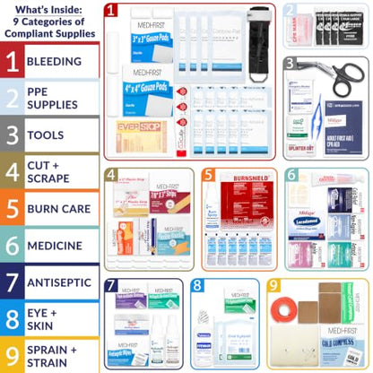 MFASCO Workplace First Aid Kit 4 Shelf Metal Cabinet with Medications - size: 4 Shelf, style: W/ Medications