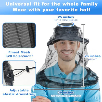South to East Mosquito Head Net for Insects 2 Pack, Fly & Bug Protection - color: Black