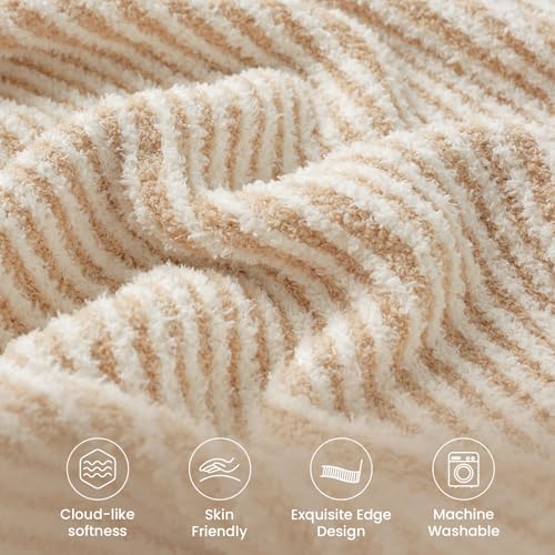 Snuggle Sac Fluffy Bedding Blanket Twin Size, Soft Luxurious Knit Throws, Fuzzy Microfiber Blankets for Couch, Sofa, Bed, Cream Beige, 60x80 inches - color: Cream/Beige, size: Twin(60"x 80")