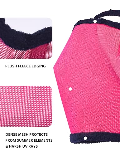 Harrison Howard All Round Mesh Horse Fly Mask UV Protective with Fleece Padded Edging Magenta M - color: Magenta, size: Medium (Arabian)