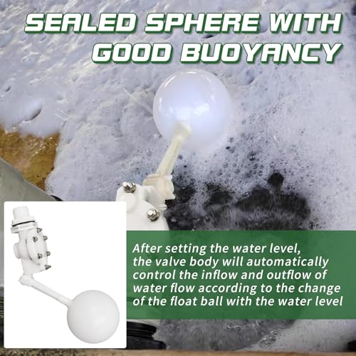 3/4 Detachable Floating Float Valve,White Plastic Water Float Valve with Adjustable Arm for Water Level Control for Water Tank Pond, Livestock Waterer (3/4") - size: 0.75 Inch