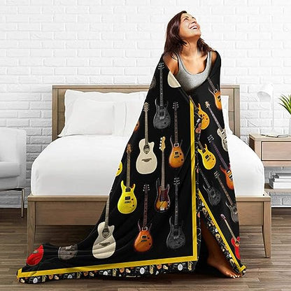 Guitar Throw Blanket - Soft, Cozy, Warm Fleece for Women & Men - Guitar Lovers Gift - 50"X40" - color: Guitar Blanket, size: 50"x40"
