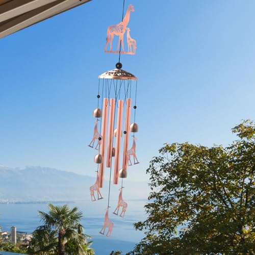 JOBOSI Brass Giraffe Wind Chime, for Women,Giraffe Wind Chime Outdoor, Handmade Metal Garden Wind Chimes,Melodic Weatherproof, Gift for Mom/Grandma - color: Giraffe