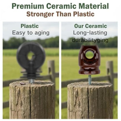 Ceramic Electric Fence Insulators, 20 Pack Heavy Duty Ceramic Insulators