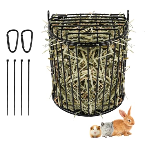 Bunny Hay Feeder, Semicircular Space-Saving Design, Black - size: Semicircular feeder