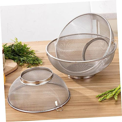 Stainless Steel Mesh Colander Fine Mesh Strainer for Soy Milk Kitchen Strainer for Washing Fruits and Vegetables Draining Pasta Rice and Quinoa 9.44 X 9.44 X 4.05 in
