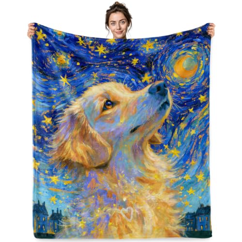 Jekeno Golden Retriever Gifts Blanket Starry Night Dog Blanket - color: Golden Retriever, size: 50x60 Inch