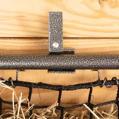 Schneiders Easy-Up Pro Fold-Up Hay Feeder Frame with 1.5" Knotless Net | Durable 4-Flake Horse Hay Feeder | Slow Feeding | Efficient Barn Chores | Color Gray Armor