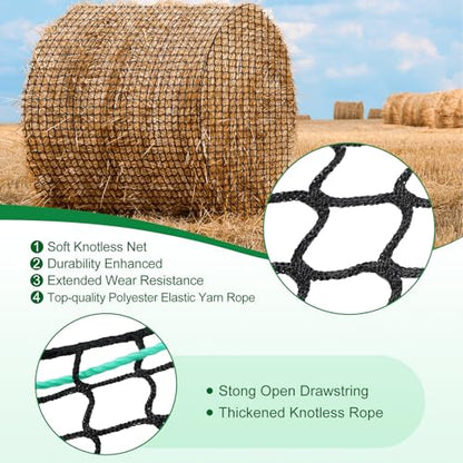 6x6ft Round Bale Hay Net for Horses, Large Thick & Durable Nylon Knotless Slow Feeder Hay Nets for Horses and Goats Healthier Feeding Solution - size: 6*6 Ft