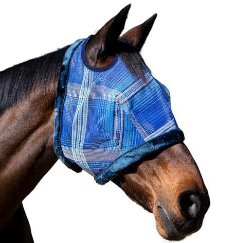 Kensington Protective Products Horse Fly MASK with Fleece Trim, Kentucky Blue, Large - color: 181 - Kentucky Blue