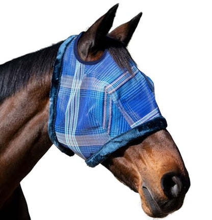 Kensington Protective Products Horse Fly MASK with Fleece Trim, Kentucky Blue, Large - color: 181 - Kentucky Blue