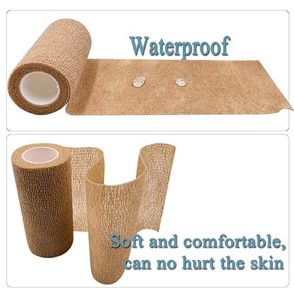 HerMia Self Adhesive Bandage Wrap 3 Rolls 4 Inch Self Adherent Wrap Self Stick Bandages Wrap Stretch Bandage for Wrist Ankle Swelling Sprains - size: 4 In - 3 Rolls
