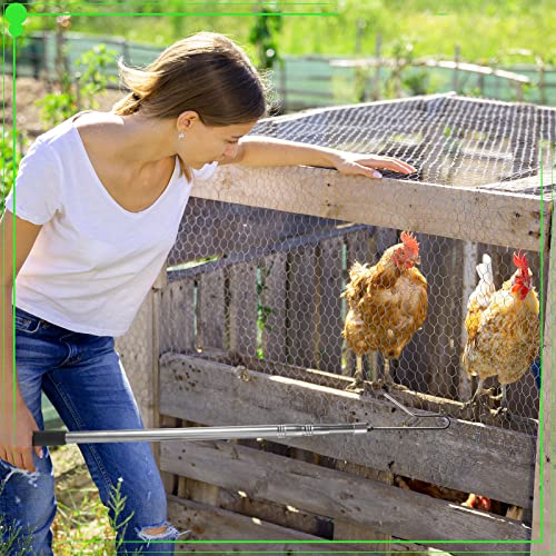 Fabbay Chicken Catcher Leg Hook Stainless Steel Retractable Long 24 to 59 Inch Chicken Grabber Leg Hook Coop Accessories Tool Pole for Poultry Turkey Geese Duck Fowl Bird Sheep Goat Farm Animal