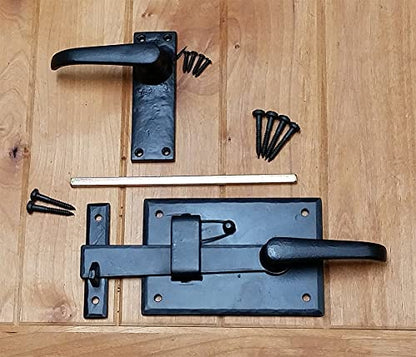 Gate Latch, Heavy Duty with Lever for Doors or Gates, Black, Left Hand - style: Gate Latch - Left Hand