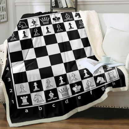 Sleepwish Chess Board Fleece Throw Blanket for Sofa Chair, 50"x60" - color: Chessboard, size: Throw