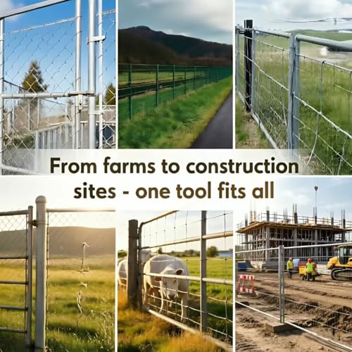 Chain Link Fence Stretcher Tool, Ratcheting Wire Fence Puller for Barbed & Woven Wire, 3"–12" Tension Range, One-Hand Operation with Tilted Base & Secure Hook for Farm, Yard & Field Work