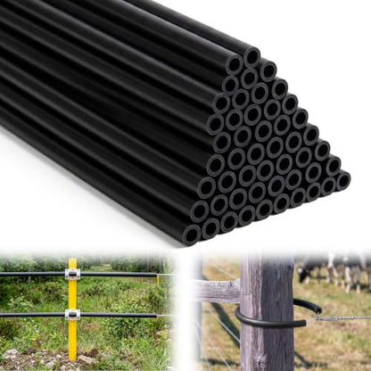 50 PCS Electric Fence Insulator Tubing, Fits 12-1/2 Gauge Wire, Cut-to-Size PE Insulation Tube for Corner Post and Fence End, Simple to Install