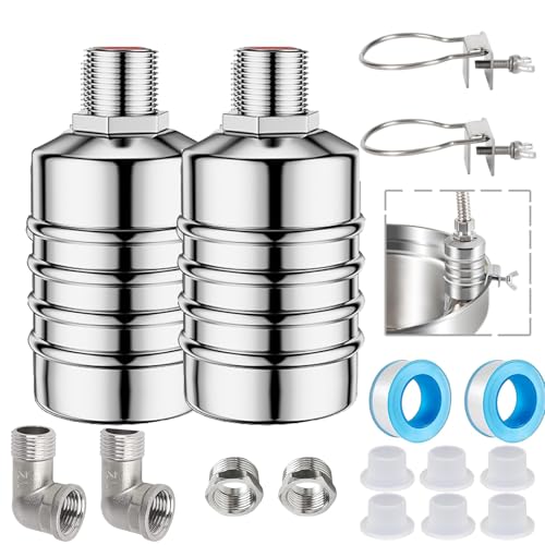 Water Float Valve, Auto Level Control, 304 Stainless, 1/2 in & 3/4 in - color: 2 Pack, size: Short