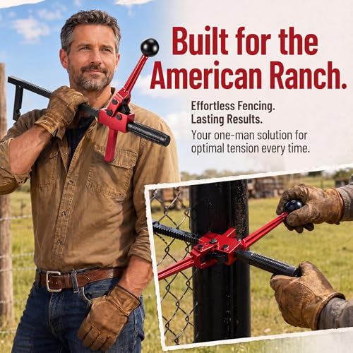LEIFIDE 1 Pc Chain Link Fence Stretcher Tool, Ratcheting Wire Tightener Puller, 1.7''-9'' Tension Range, Tilted Base Hooked Groove, One-Hand Operation (15.8 Inch,Red) - color: Red, size: 15.8 Inch