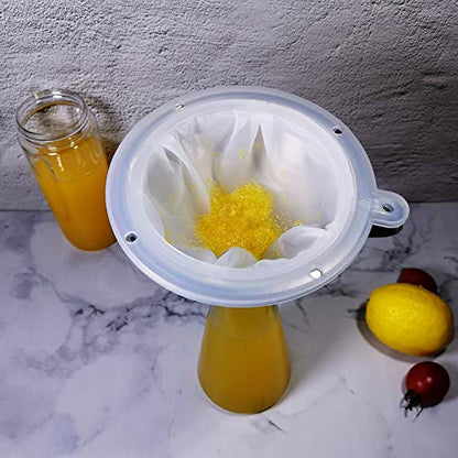 Kitchen Funnel with Strainer and 200 Fine Mesh Filter, 5 Inch Food Grade 18/8 Stainless Steel Fryer Oil Filter Funnel, Funnels for Kitchen use Filling Bottles, Cooking Oil Filter Strainer