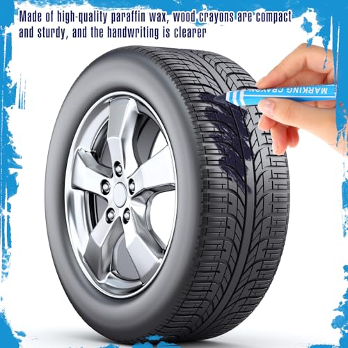 MotiMind 60 Pcs Industrial Lumber Crayons Bulk Wax Tire Marker Construction Marker for Craft Detailed Marking on Lumber Metal Carton Ceramics Concrete Glass Plastic 4.45" x 0.43" (Blue) - color: Blue