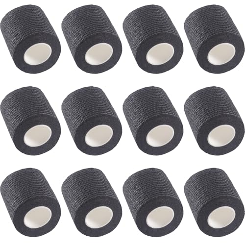 IndigoCase 12 Pack Self Adhesive Bandage Wrap 2 Inch x 5 yd Elastic Tape - color: Black, size: 2 Inch - 12 Pack