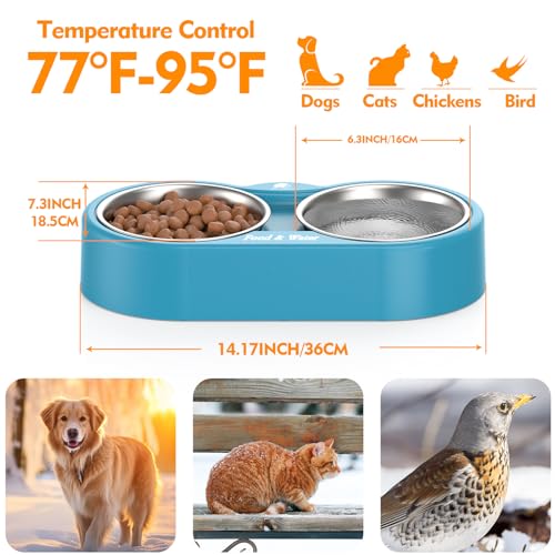 Outdoor Heated Dog & Cat Bowl - Smart Thermal-Dish for Pets, Provides Drinkable Water & Food in Winter (116 OZ) - size: 116 OZ