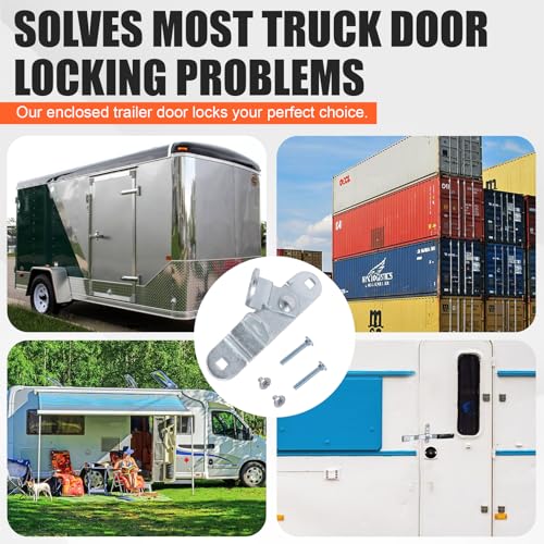 GDW Cargo Trailer Door Latch Hasp Keeper, 2-Pack with Screws & Nuts | For Ramp Padlock, Race Bar Lock Handle, Enclosed Car Hauler, Includes 4 Screws & 4 Nuts