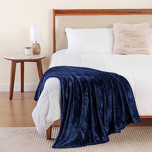 Berkshire Blanket Classic VelvetLoft® Solid Throw Blanket, Lightweight Soft Fuzzy Plush Throw Blanket for Bed and Couch, Dress Blues, 50x60 Inches - color: Dress Blues, size: Throw/Throw XL
