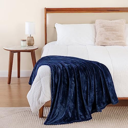 Berkshire Blanket Classic VelvetLoft® Solid Throw Blanket, Lightweight Soft Fuzzy Plush Throw Blanket for Bed and Couch, Dress Blues, 50x60 Inches - color: Dress Blues, size: Throw/Throw XL
