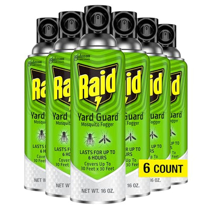 Raid Yard Guard Mosquito Fogger for Outdoor Yard Patio and Garden Fast Acting Insect Control 16 Ounce (Pack of 6) - size: 16 Ounce (Pack of 6)