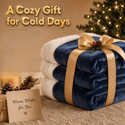Heated Blanket Electric Throw Size 50''x60'' with 5 Heating Levels, 3 Hour Auto Shut Off, Machine Washable, Flannel & Sherpa Double-Sided Soft Warming Blanket for Couch, Bed, Office - Navy Blue - color: 05-navy Blue, size: 50''x60''(Throw)
