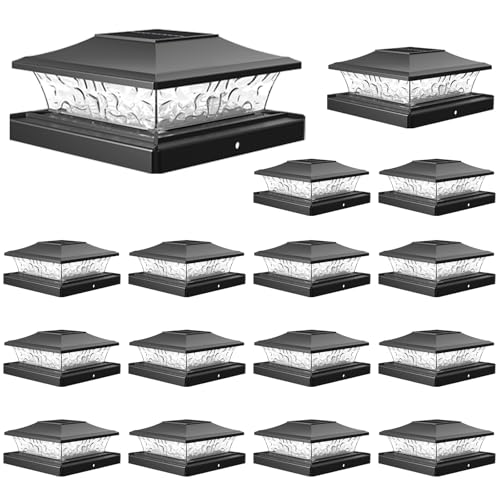 VOLISUN Solar Post Cap Light 16Pack Black: RGB Color Changing - Fence Cap Lights Solar Outdoor Waterproof for 4x4 5x5 6x6 Wooden Vinyl Post - color: Black, size: 16 Pack