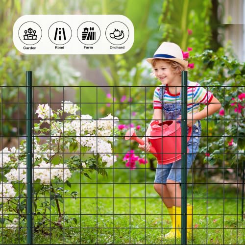 Metal Fence Post 6ft, Heavy Duty Garden Post Pack of 10 Green - color: Green, size: 6FT-10PACK