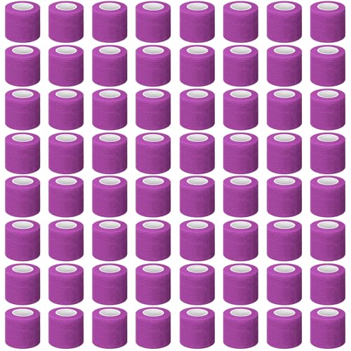 Treela 64 Pack Cohesive Bandage 2" X 5 Yards, Self Adhesive Vet Wrap - color: Purple, size: 2 Inch X 5 Yard