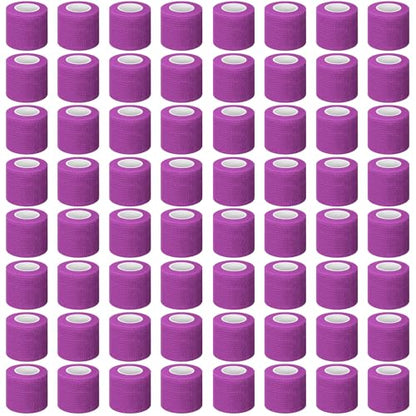 Treela 64 Pack Cohesive Bandage 2" X 5 Yards, Self Adhesive Vet Wrap - color: Purple, size: 2 Inch X 5 Yard