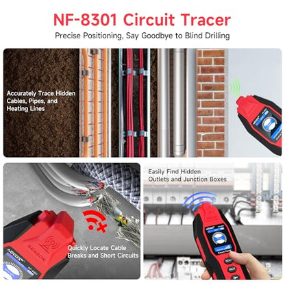 NOYAFA NF-8301 Circuit Tracer, Underground Wire Locator &Digital Multimeter
