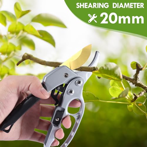Garden Clippers, Premium Germany Titanium Pruners, 4x cutting power trimming, Pruning Shears, Cutting Rose, Flower, Hedge, Stem, Tree, Sharp Gardening Scissors, Arthritis Weak Hand Snips - style: Titanium -Black