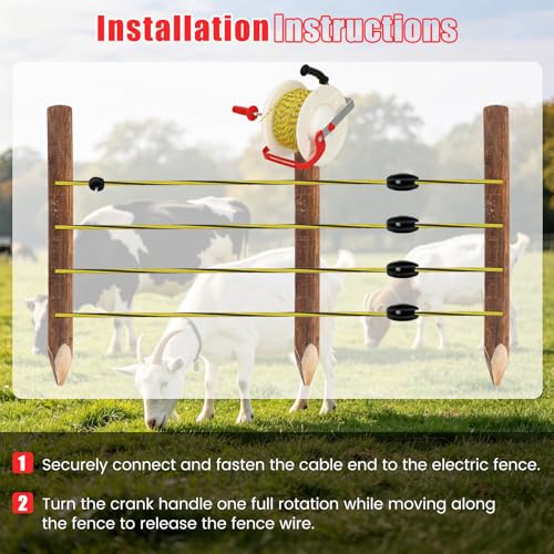 3:1 Geared Electric Fence Reel (with Wire Guide), Lockable Fence Wire Reel, Portable Electric Electric Fence Eeel, Suitable for Farms and Gardens, 2-Pack